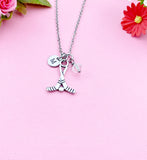 Hockey Necklace, Silver Hockey Charm, Hockey Jewelry Gift, Personalized Initial Gift, N4425