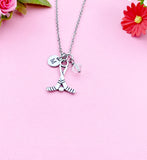 Hockey Necklace, Silver Hockey Charm, Hockey Jewelry Gift, Personalized Initial Gift, N4425