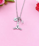 Hockey Necklace, Silver Hockey Charm, Hockey Jewelry Gift, Personalized Initial Gift, N4425