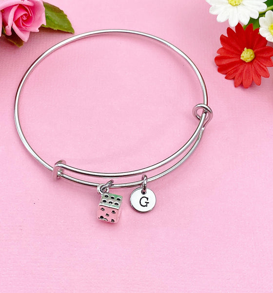 Silver Dice Charm Bracelet, Dice Games Bunco Jewelry Gifts, N4575