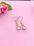 Gold Teardrop Zirconia Earrings, Stainless Steel Hooks