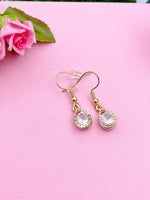 Gold Zirconia Charm Earrings, Teardrop Cubic Zirconia Charm, Drop, N2791