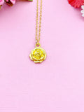 Gold Rose Flower Charm Necklace, N5198A