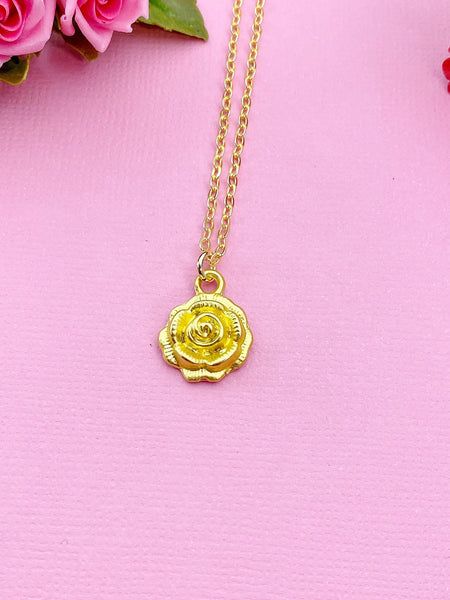 Gold Rose Flower Charm Necklace, N5198A