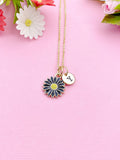 Gold or Silver Daisy Flower Charm Necklace, Black, N6014A