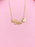 Gold Leaf Branch Charm Necklace, N6016