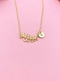 Gold Leaf Branch Charm Necklace, N6016
