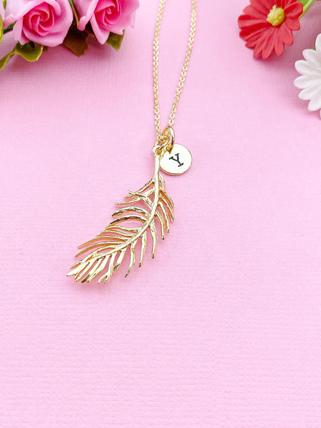 Gold Feathers Charm Necklace, N6020