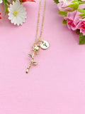 Gold Rose Flower Charm Necklace, N6030