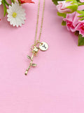 Gold Rose Flower Charm Necklace, N6030