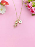 Gold Rose Flower Charm Necklace, Valentine Gift, N6033
