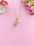 Gold Rose Flower Charm Necklace, Valentine Gift, N6033
