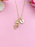 Gold Rose Flower Charm Necklace, Valentine Gift, N6033
