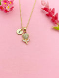 Gold Tulip Flower Charm Necklace, Valentine Gift, N6034