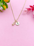 Gold Tiny Rose Flower Charm Necklace, Best Friends Gift, N6035