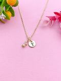 Gold Tiny Rose Flower Charm Necklace, Best Friends Gift, N6035