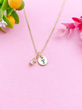 Gold Tiny Rose Flower Charm Necklace, Best Friends Gift, N6035