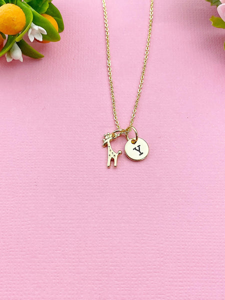 Gold TINY Cute Giraffe Charm Necklace, N6037