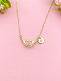 Gold Heart Hand Charm Necklace, Pregnancy Gift, N6039