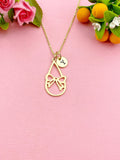 Gold Teardrop Bowknot Charm Necklace, N6041