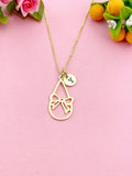 Gold Teardrop Bowknot Charm Necklace, N6041
