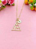 Gold Triangle Flower Leaf Charm Necklace, N6042