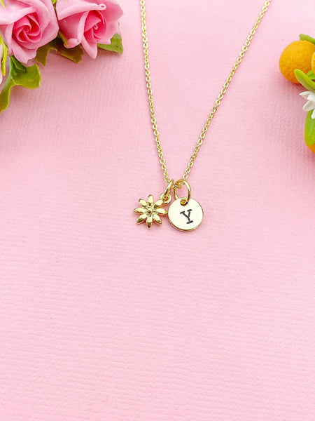 Gold Tiny Tiny Daisy Flower Charm Necklace, N6046