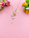Gold Rose Flower Charm Necklace, N6047