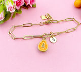 Gold Papaya Charm Bracelet, Orange Papaya Charm, N5726A