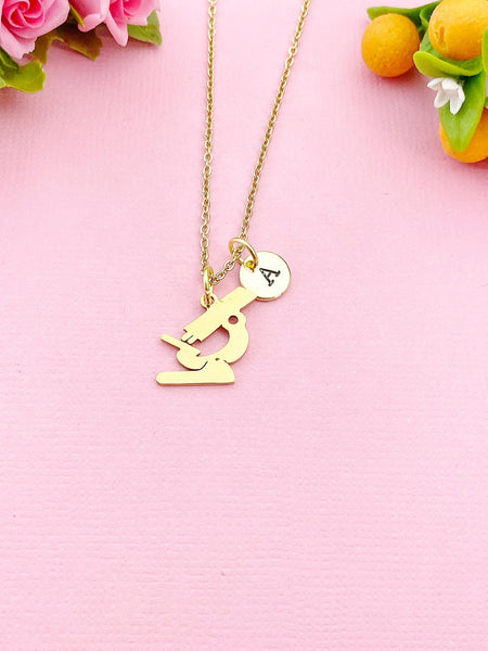 Gold Microscope Charm Necklace, N5227