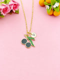 Gold Olive Charm Necklace, Black Olive Leaf Tree Jewelry Gift, N5862