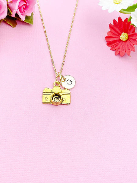 Gold Camera Charm Necklace, N46D