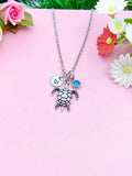 Silver Turtle Charm Necklace, Sea Turtle Love Pet Travel Gifts Ideas, N6048