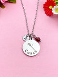 Silver Lacrosse Stick Coach Charm Necklace, D490