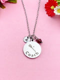 Silver Lacrosse Stick Coach Charm Necklace, D490