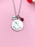 Silver Lacrosse Stick Coach Charm Necklace, D490