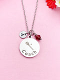Silver Lacrosse Stick Coach Charm Necklace, D490