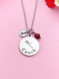Silver Lacrosse Stick Coach Charm Necklace, D490