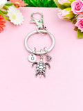 Silver Turtle Charm Keychain, Sea Turtle Love Pet Travel Gifts Ideas, N6048A