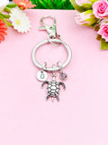 Silver Turtle Charm Keychain, Sea Turtle Love Pet Travel Gifts Ideas, N6048A
