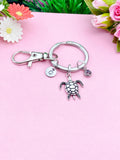 Silver Turtle Charm Keychain, Sea Turtle Love Pet Travel Gifts Ideas, N6048A