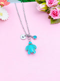Silver Turtle Charm Necklace, Sea Turtle Love Pet Travel Gifts Ideas, N5709B