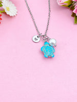 Silver or Gold Turtle Shell Pearl Charm Necklace, Sea Turtle Love Pet Travel Gifts Ideas, N5709C