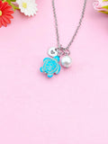 Silver or Gold Turtle Shell Pearl Charm Necklace, Sea Turtle Love Pet Travel Gifts Ideas, N5709C