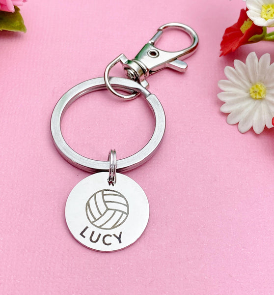 Silver Volleyball Keychain Bracelet Necklace Optional, D166