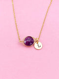 Gold Amethyst Necklace, Wire Wrapped, N3374