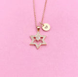 Rose Gold Star of David Zirconia Charm Necklace, N6050