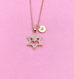 Rose Gold Star of David Zirconia Charm Necklace, N6050