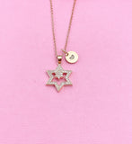 Rose Gold Star of David Zirconia Charm Necklace, N6050