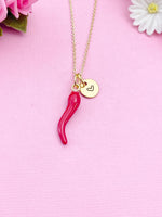 Gold Red Hot Chili Pepper Charm Necklace, Red Chili Charm, Red Pepper Charm, Hot and Spicy Charm,  Foodie Gift, Personalized Gift, N1697